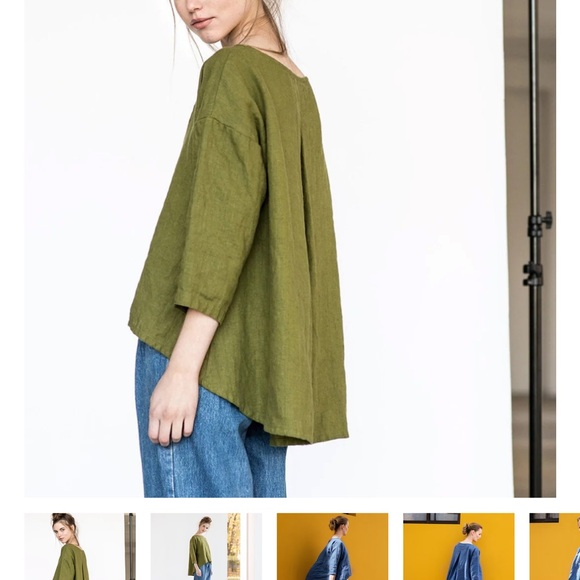 notPERFECTLINEN LEAF cropped front linen top - Picture 3 of 7